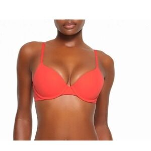 SKIMS Fits Everybody‎ Push Up Demi Bra BR-UWR-2295 Poppy Orange Size 44D New